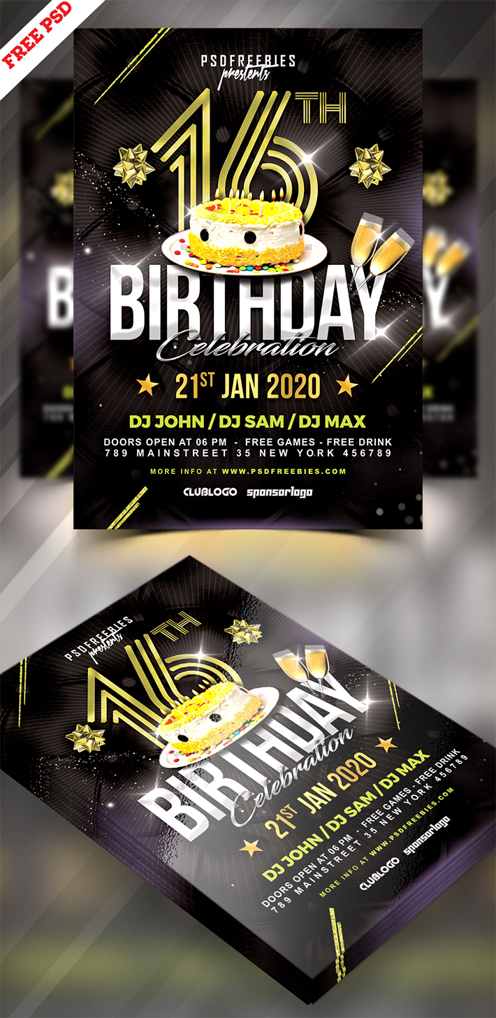 Awesome Birthday Party Flyer Template Design