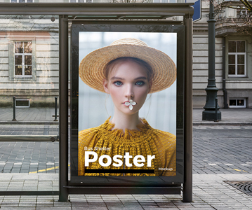 Free Download Creative Bus Stop Poster Design Mockup (PSD)