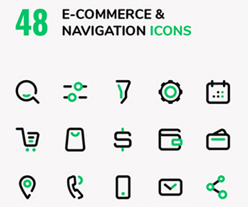 Freebie : Creative 48 E-commerce & Navigation Icons For Designers