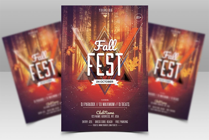 Awesome Fall Fest Flyer Template Design