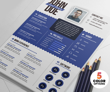 Freebie : Creative Graphic Designer Resume / CV Templates (5 Color Options)
