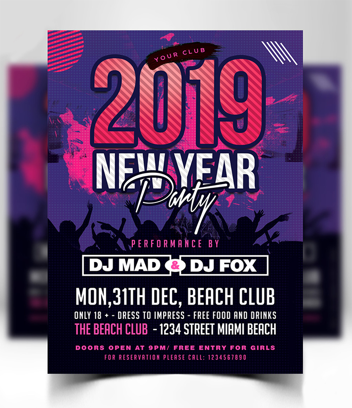 Happy New Year Party Flyer PSD Template