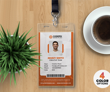 Free Download Creative Office ID Card PSD Templates Designs (4 Color Options)