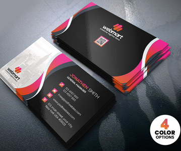 Free Download Elegant Business Card PSD Template Design (4 Color Options)