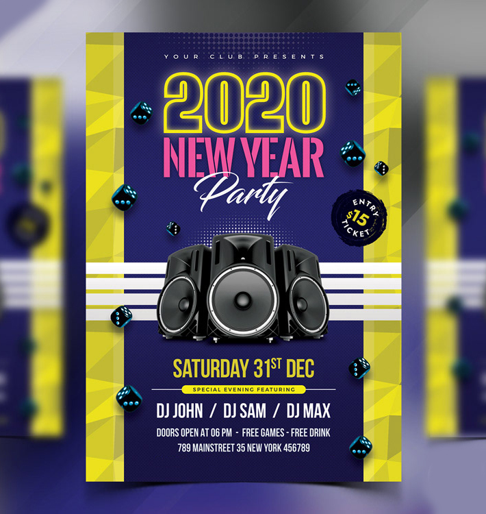 Elegant New Year Party Flyer PSD Template