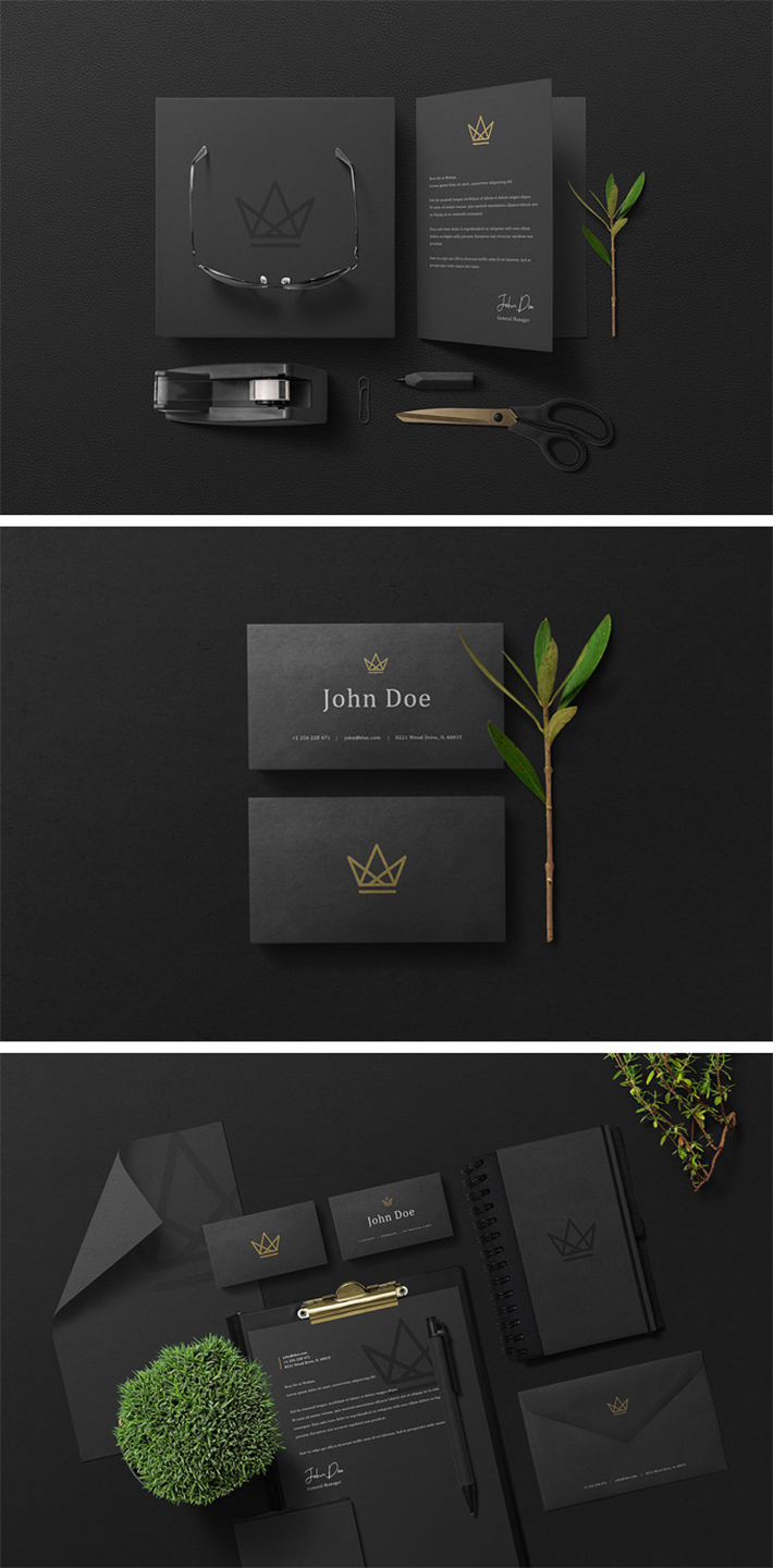 Elegant Black Branding Stationery