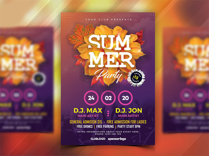Cool Summer Party Flyer Template Design