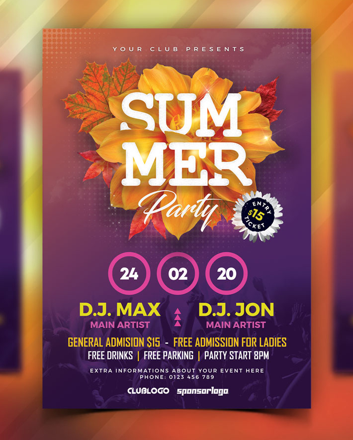 Cool Summer Party Flyer Template Design