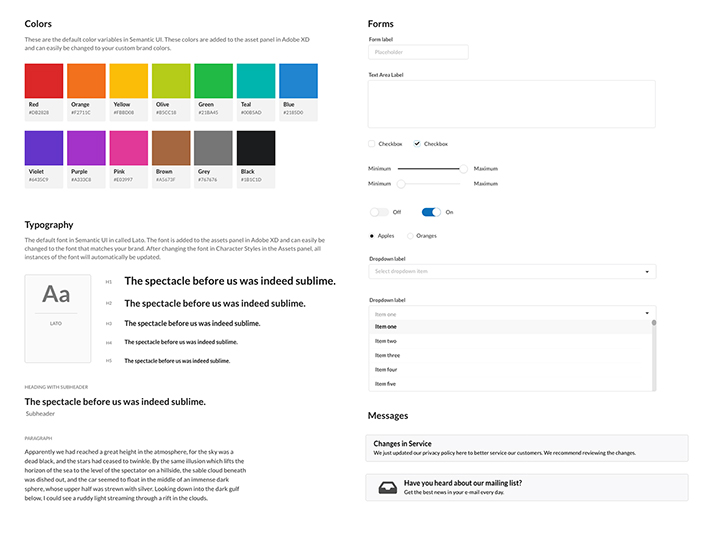 Creative Semantic UI Kit for Adobe XD