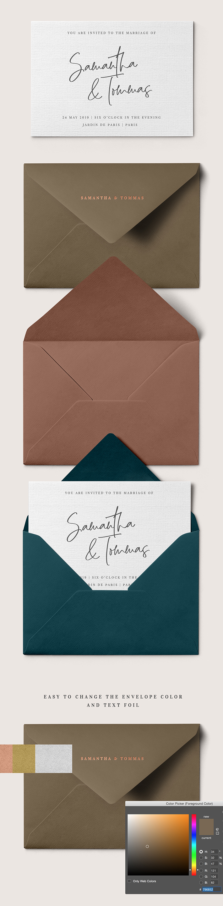Elegant Envelope PSD Mockup