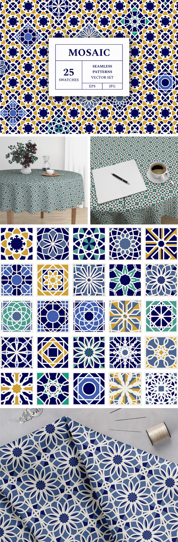 Elegant Seamless Mosaic Patterns