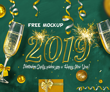 Awesome & Cool New Year PSD Mockup Free Download
