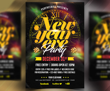 Free Download Elegant New Year Party Flyer Template Design (PSD)