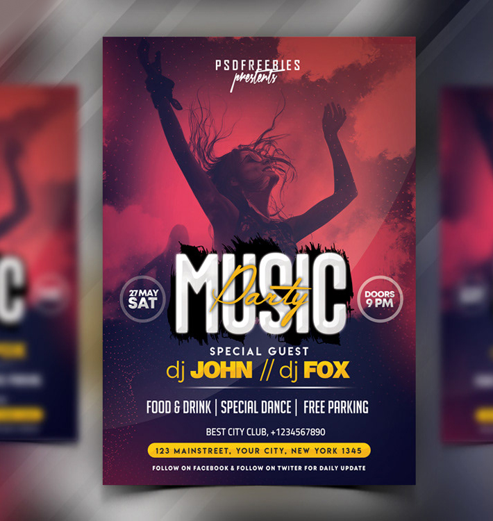 Creative Night Music Party Flyer Template Design