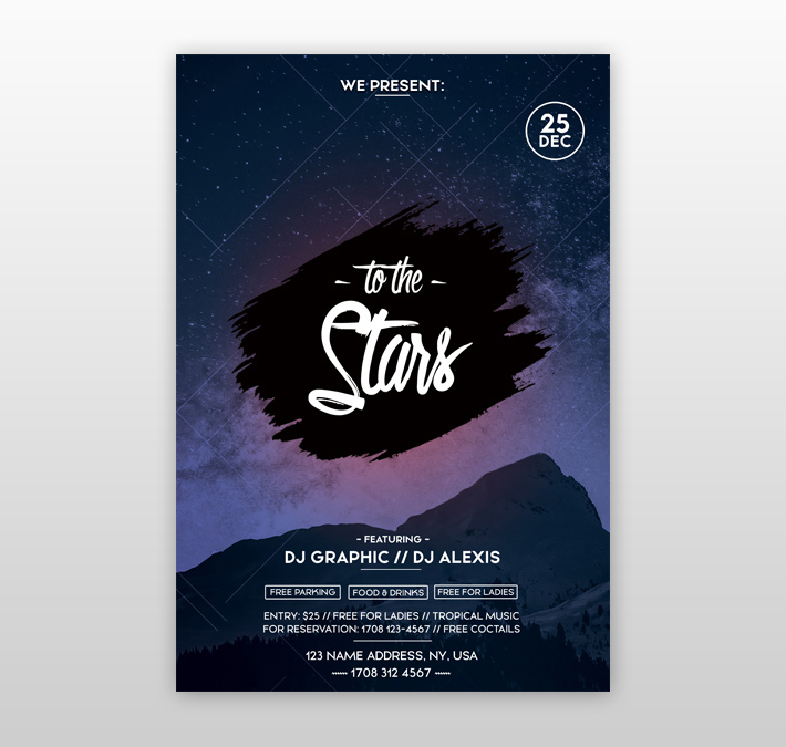 Attractive Stars Night Party Flyer Template