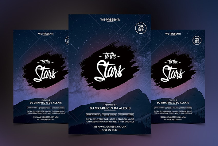 Attractive Stars Night Party Flyer Template