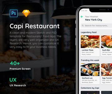 Freebie : Elegant Restaurant Free iOS UI Kit For Designers