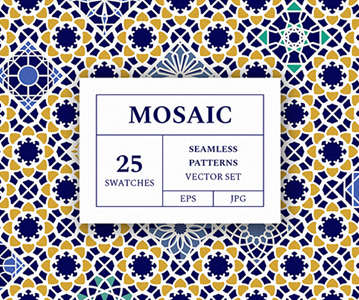 Freebie : 25 Elegant Seamless Mosaic Patterns (Vector)