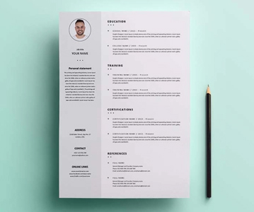 Simple Clean Resume / CV Template Design Free Download