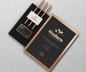 Freebie : Modern Dark Black Branding Stationery Mockup (PSD)