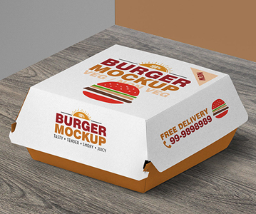 Free Download Creative Burger Packaging PSD Mockup