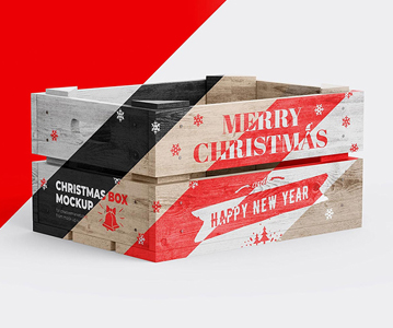 Free Download Stylish Wooden Box Mockup (Christmas Decorations)