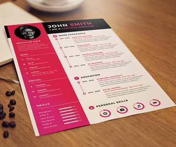 Free Download Timeline Style Resume Template (PSD)