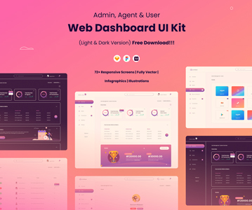 Free Download Creative Dashboard Design For Web (Light & Dark Version)